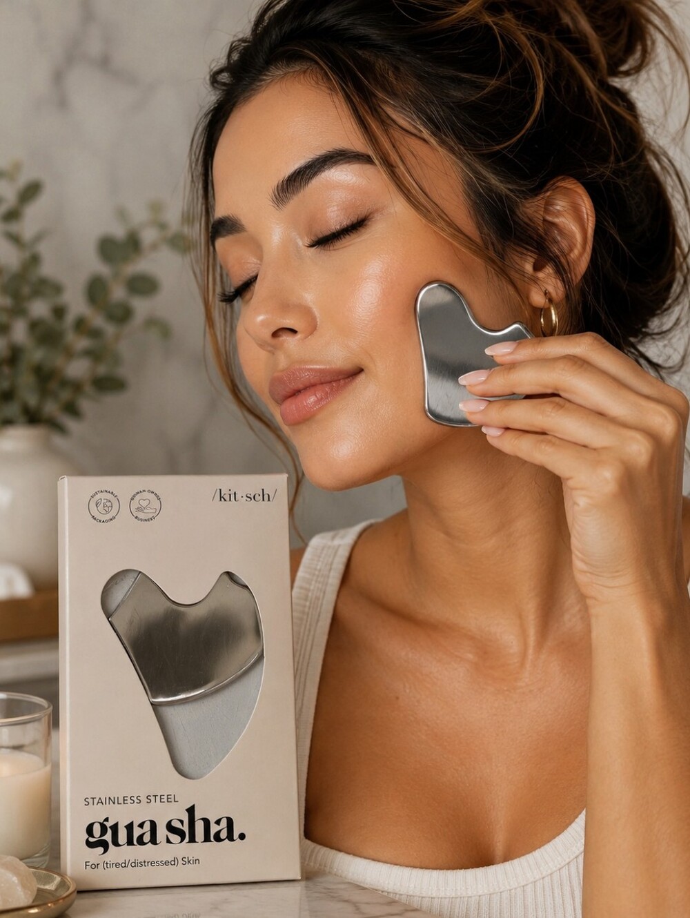 Kitsch Stainless Steel Gua Sha Facial Massage Tool Skin Care Lymphatic Drainage